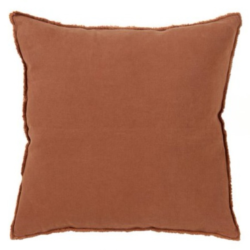 20"x20" Fringed Design Linen Square Throw Pillow Terracotta - Saro Lifestyle